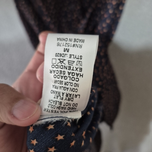 Reset By Jane Women's Button Down Collared Long Sleeves Tie Waist Star Dress M - Picture 5 of 6